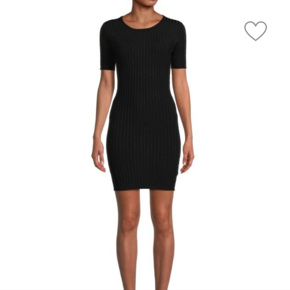 Good American NWT Ribbed‎ Back Cutout Mini Bodycon Dress Black Size 5/6 2XL- 3XL